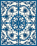 Deep Blue Victorian Floral Scroll Rug