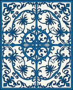 Deep Blue Victorian Floral Scroll Rug