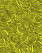 Bright Yellow Swirling Lines Abstract Artwork Rug