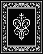Elegant Black White Scroll Work Rug