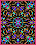 Vibrant Black Floral Medallion Rug