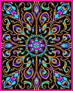 Vibrant Black Floral Medallion Rug