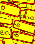 Retro Yellow Red Geometric Suitcase Pile Rug