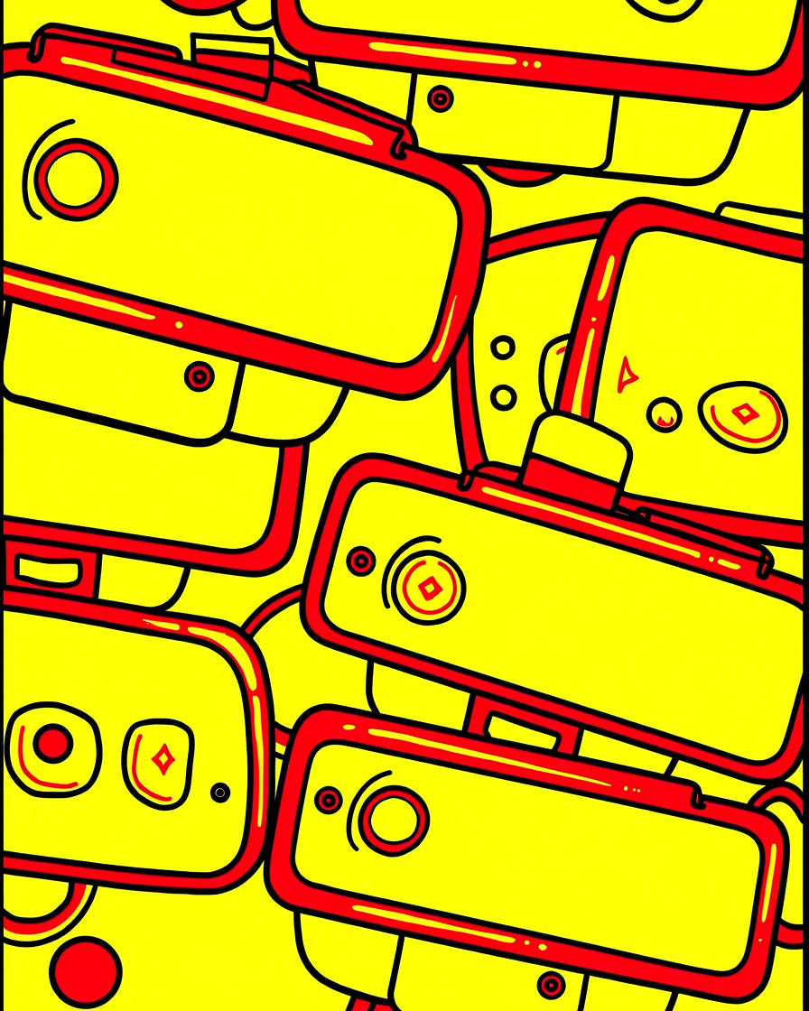 Retro Yellow Red Geometric Suitcase Pile Rug