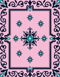 Pink Floral Medallion Arch Scroll Rug