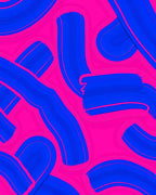 Bold Blue Brushstroke Pink Abstract Rug