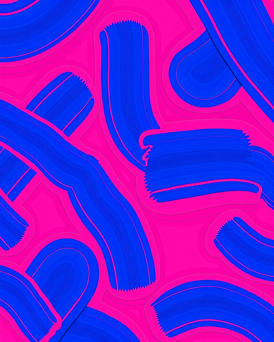 Bold Blue Brushstroke Pink Abstract Rug