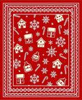 Festive Red Gingerbread Snowflakes Candy Canes Rug