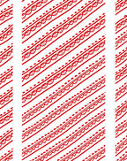 Red White Diagonal Heart Stripe Ribbon Rug