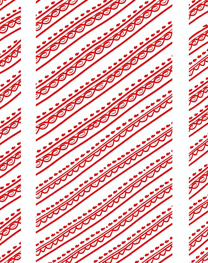 Red White Diagonal Heart Stripe Ribbon Rug