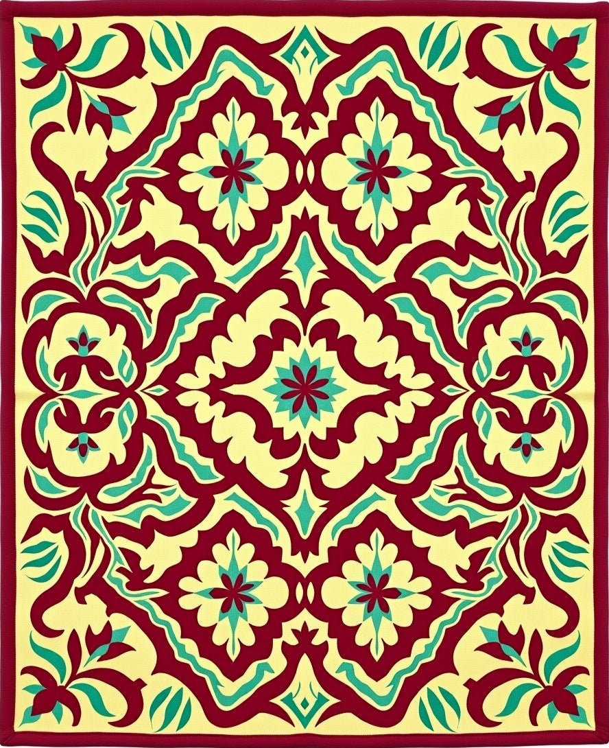 Amber Floral Swirl Medallion Rug
