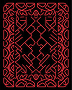 Geometric Red Maze Abstract Rug