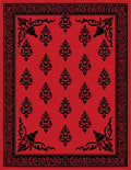 Bold Red Black Damask Medallion Rug
