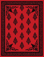 Bold Red Black Damask Medallion Rug