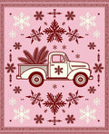 Vintage Red Truck Snowflake Motif Rug