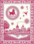 Crimson Horse Castle Lakeside Scenery Rug