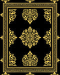 Golden Black Elaborate Floral Border Rug