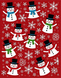 Festive Snowman With Snowflakes Red Rug