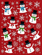 Festive Snowman With Snowflakes Red Rug