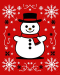 Cheery Red Snowman Snowflake Border Rug