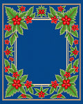 Crimson Floral Tropical Leaf Border Rug