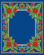 Crimson Floral Tropical Leaf Border Rug