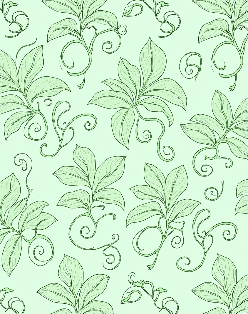 Mint Green Leafy Vine Swirls Rug