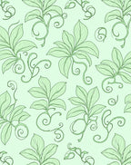 Mint Green Leafy Vine Swirls Rug
