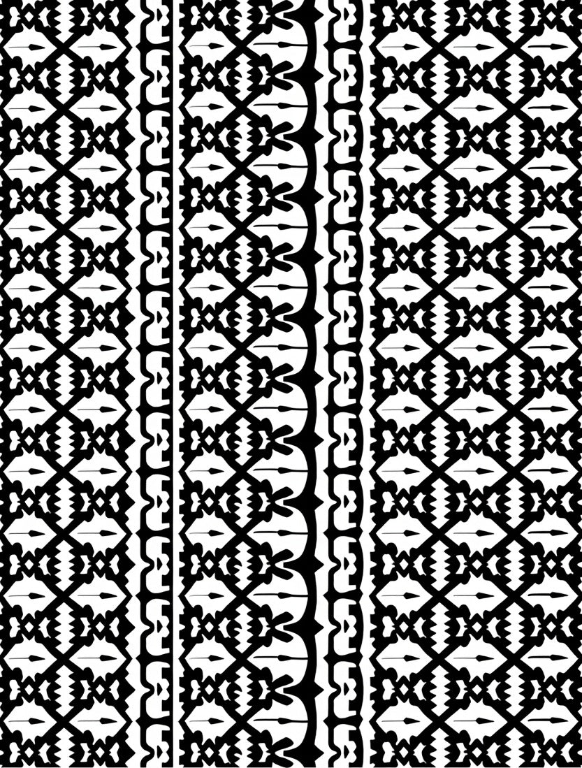 Black and White Tribal Geometric Stripes Rug