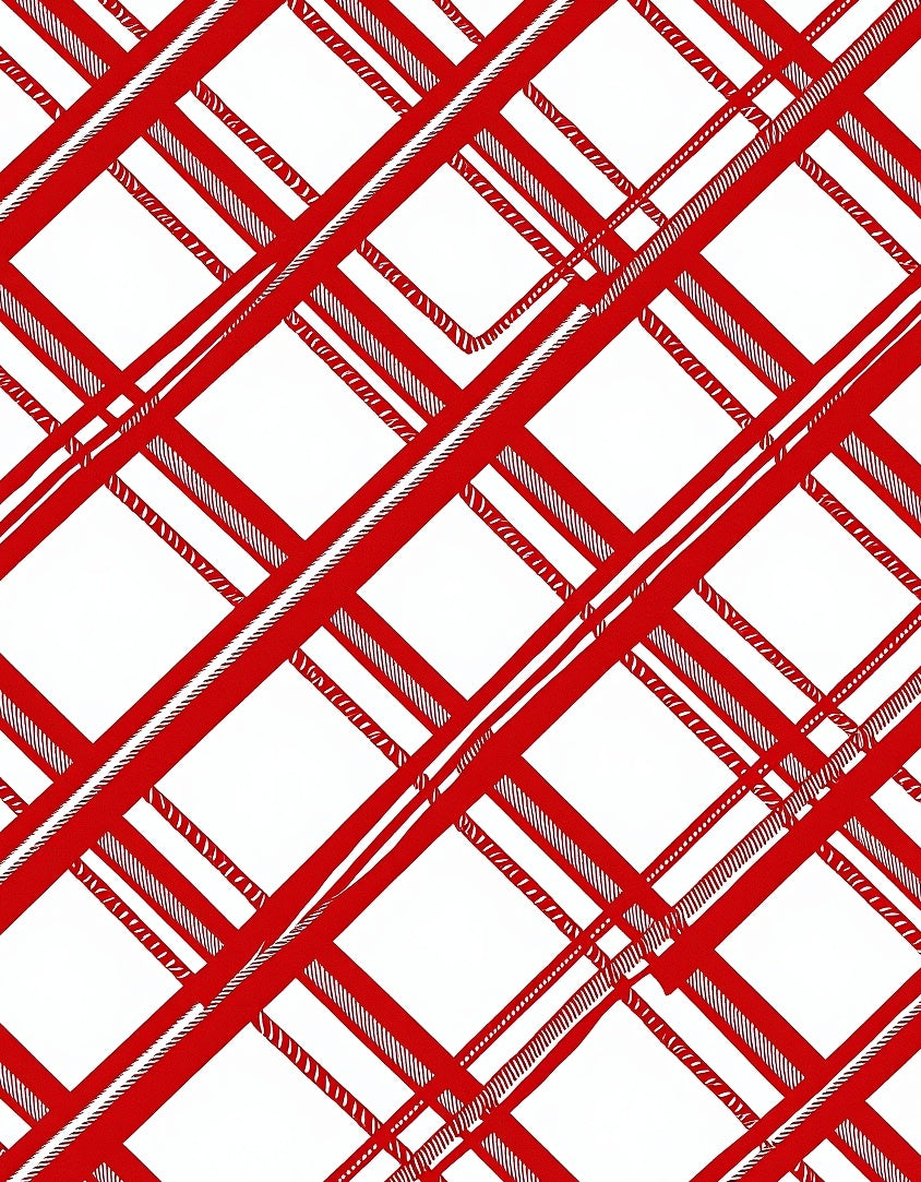 Bold Red White Plaid Intersecting Lines Rug