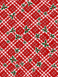 Crimson White Gingham Holly Sprigs Rug