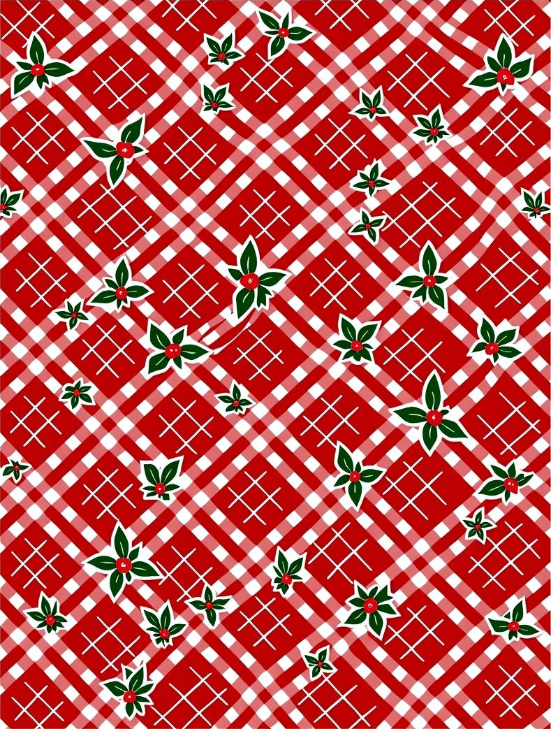Crimson White Gingham Holly Sprigs Rug
