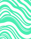 Aqua White Curving Waves Rug
