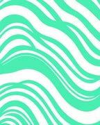 Aqua White Curving Waves Rug