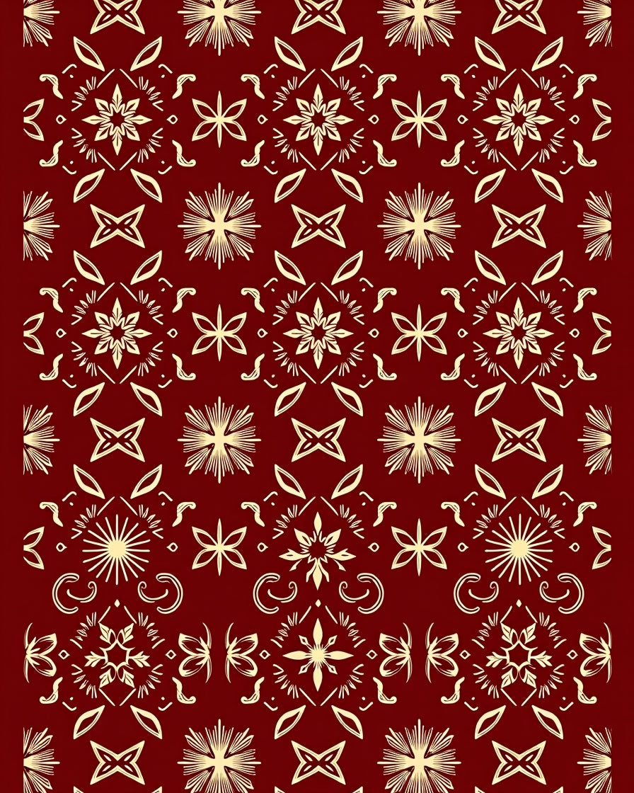 Deep Red Golden Floral Medallion Rug