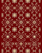 Deep Red Golden Floral Medallion Rug