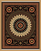 Ornate Black Ochre Mandala Rug