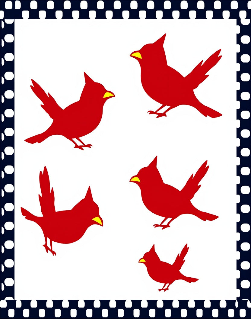 Red Cardinal Flock White Background Rug