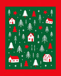 Holiday Houses Trees Stars Green Red Rug