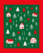 Holiday Houses Trees Stars Green Red Rug