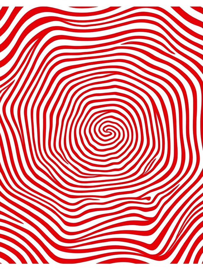 Bold Red Swirls Optical Illusion Rug