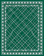 Deep Green White Geometric Lattice Rug