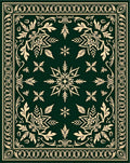Deep Green Floral Medallion Snowflake Rug