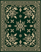 Deep Green Floral Medallion Snowflake Rug