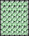 Light Green Abstract Figures Bordered Rug