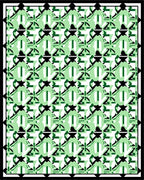 Light Green Abstract Figures Bordered Rug