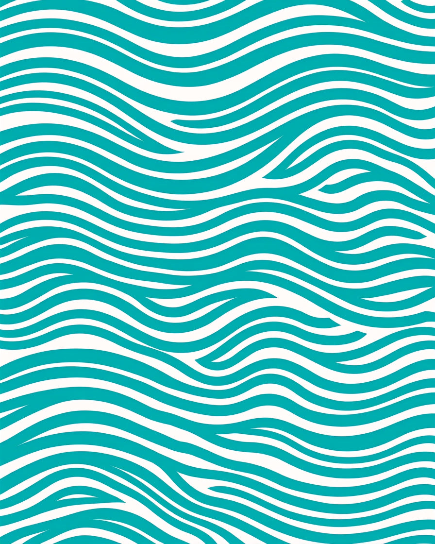 Teal White Ocean Wave Rug