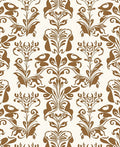 Brown Floral Damask Scrollwork Rug