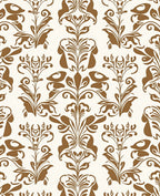Brown Floral Damask Scrollwork Rug