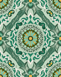 Emerald Teal Floral Radial Art Rug
